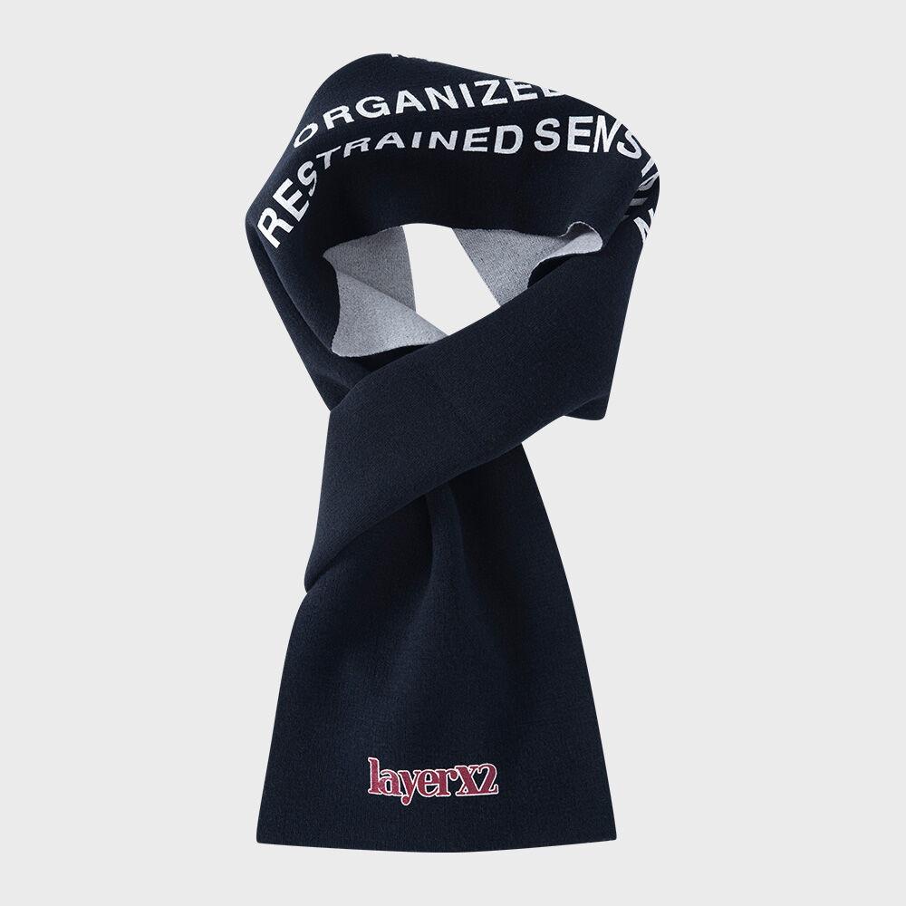 LayerX2 print half wool muffler navy