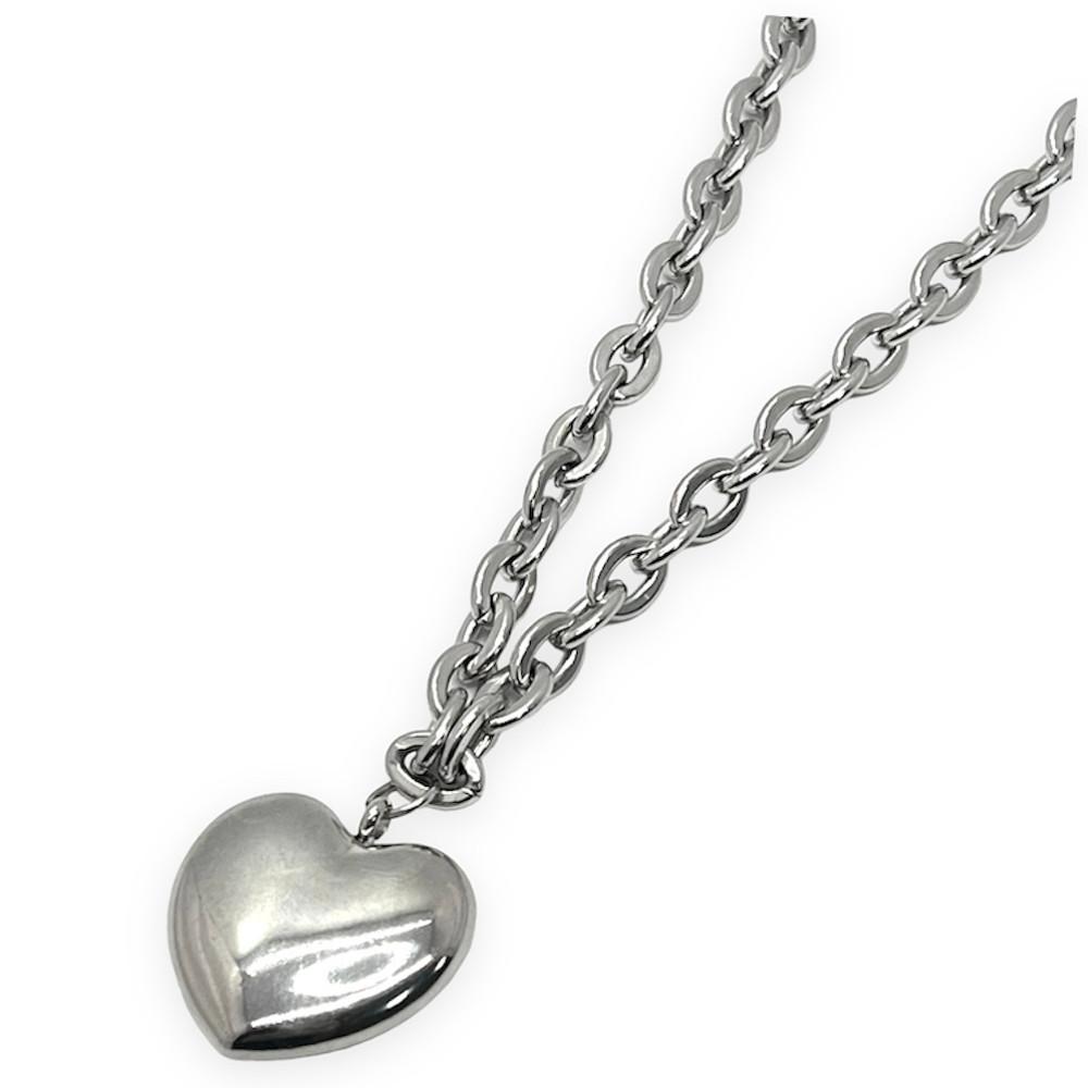 본아웃 큰하트 빅사이즈 유니크 빈티지 포인트 두꺼운 써지컬 목걸이