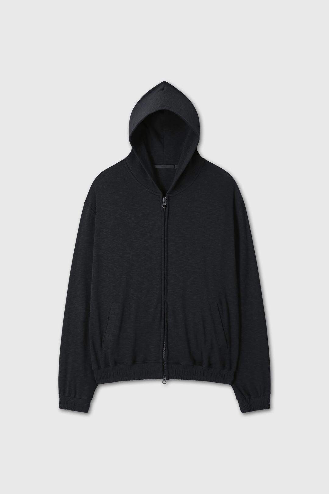 [3월 25일 예약배송] SLUB TEXTURE HOOD ZIP-UP (BLACK)
