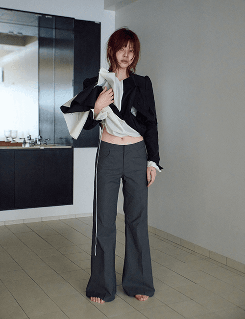 low-rise wide leg flare trousers