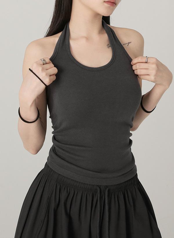 26SS [캡내장] 비침없는 타나 면 모달 홀터 나시티