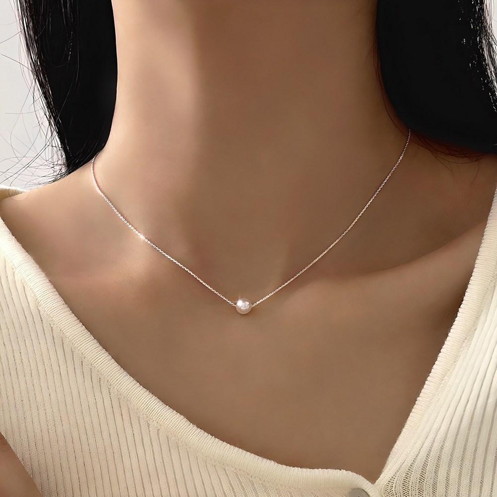 실버925 스왈 진주 원포인트 목걸이 - 목걸이 | 쿠팡