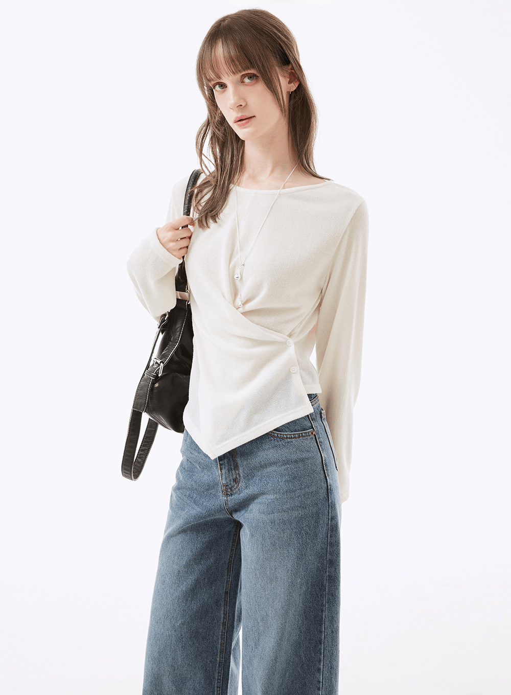 레무트 버튼 랩 니트