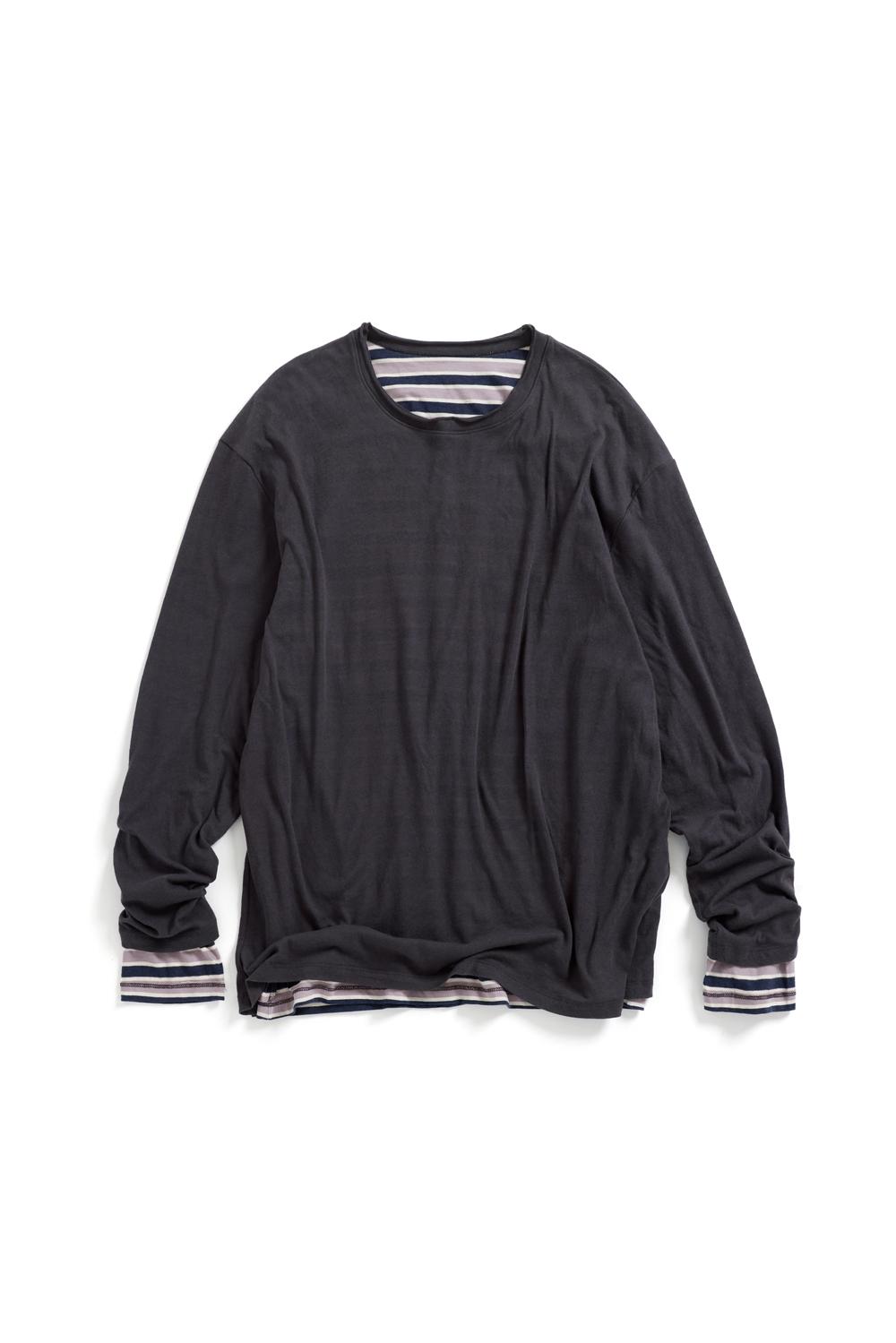 Two Face Stripe Tee Blue Charcoal