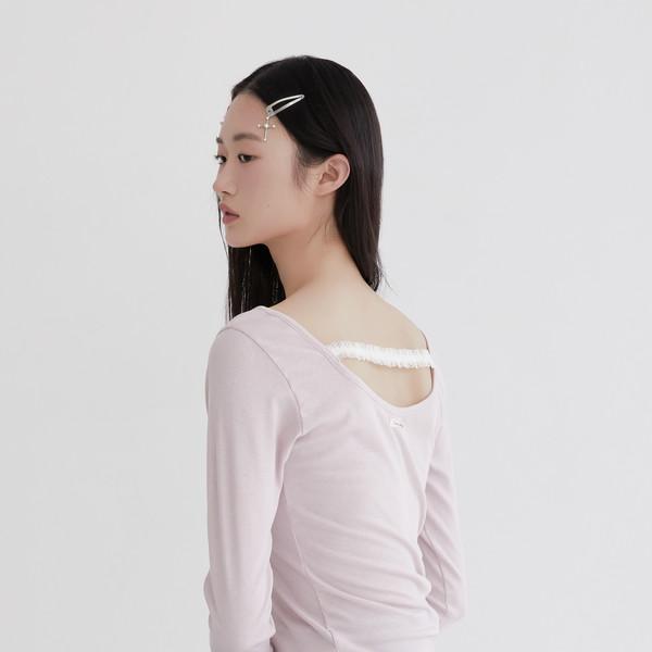 [예약배송] Lace strap round T-shirt (PINK)