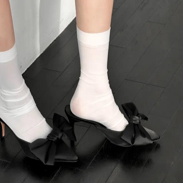 Bow tie mule heels