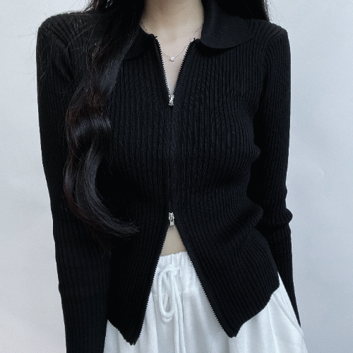 [가성비갑!/5color] 슬림핏 골지 카라 니트 투웨이 집업 가디건