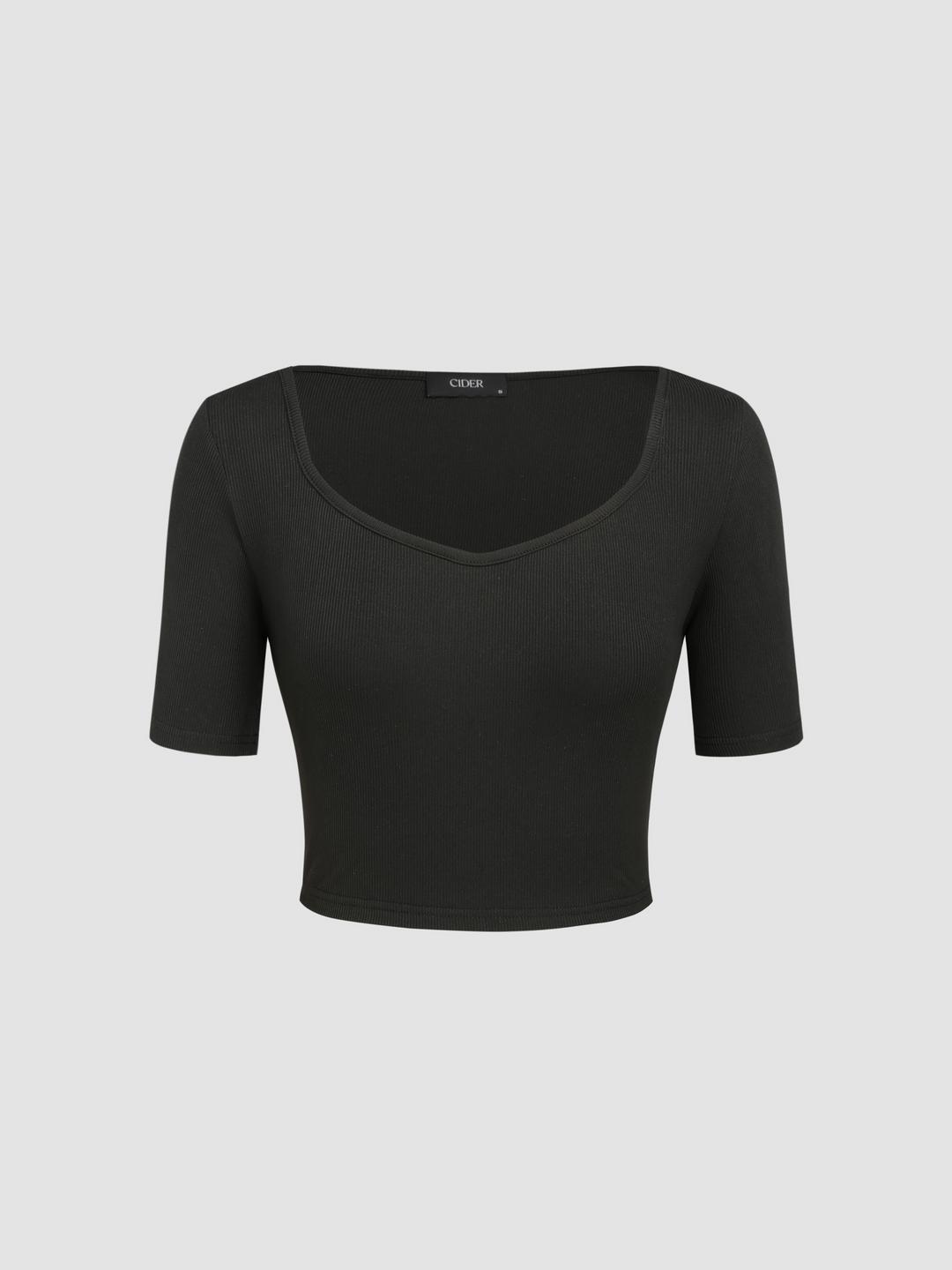 솔리드 반팔 크롭탑