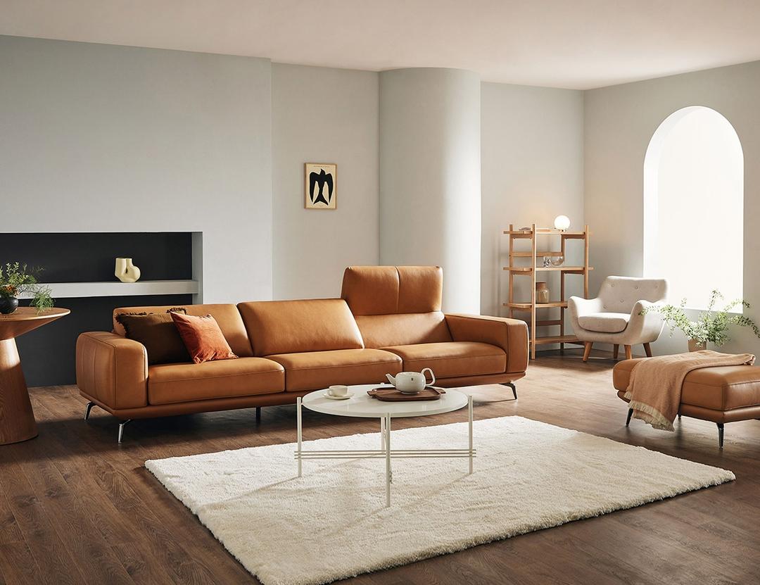 [드라마 속 그 소파] 바우트플립 4인 기능성 비첸티노 내추럴 천연면피 소가죽 소파