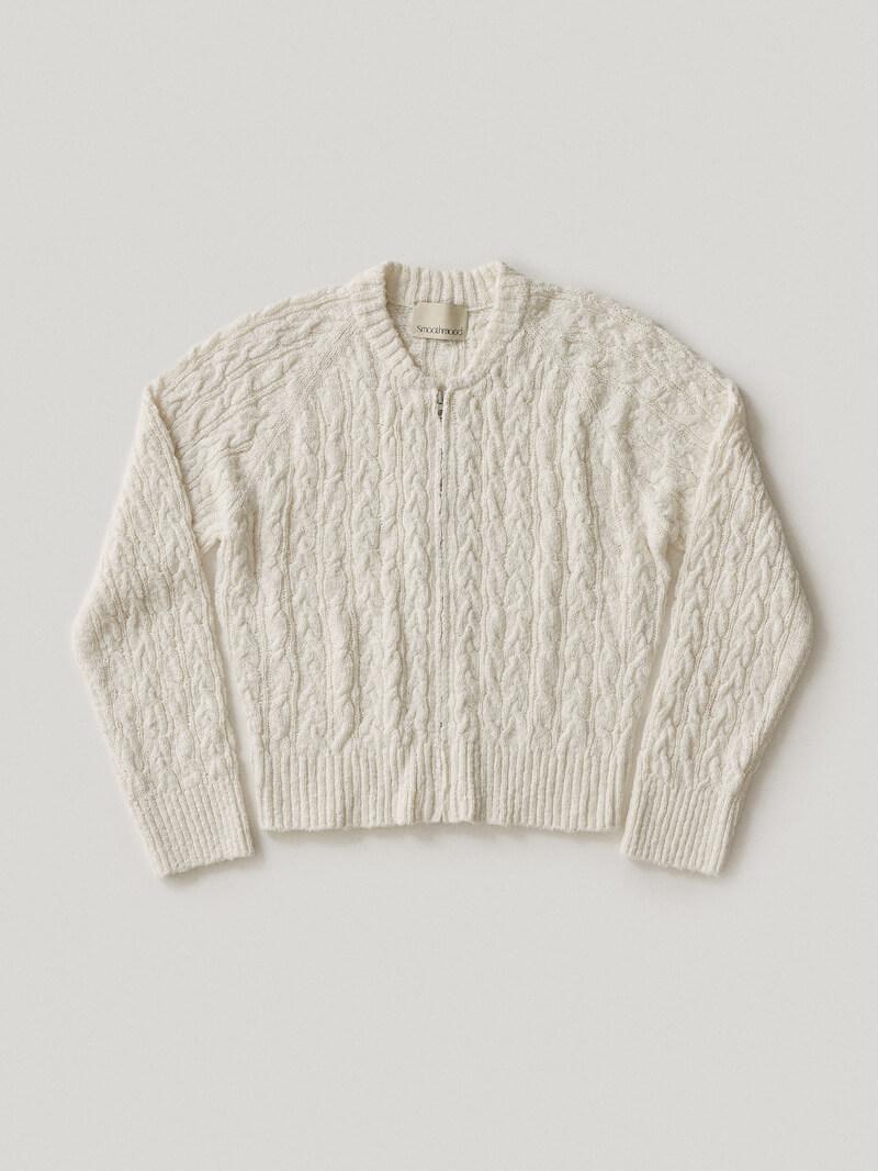 Malibu Cable Zip Cardigan Ivory