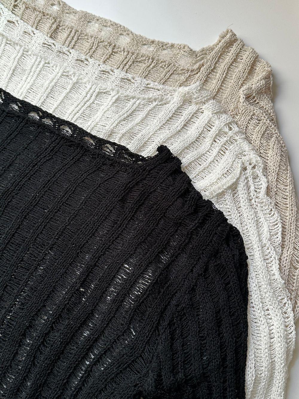 시스루 그물 언발 니트 (3color)