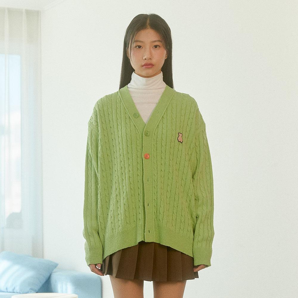 아코 베어 케이블 가디건 그린