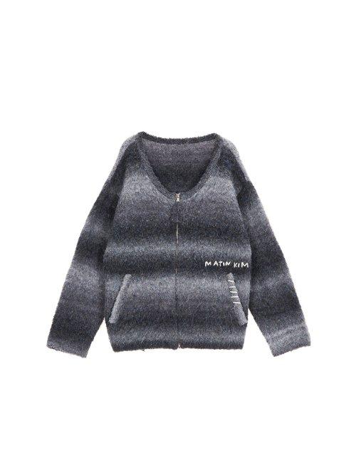 GRADATION KNIT ZIP UP CARDIGAN IN NAVY