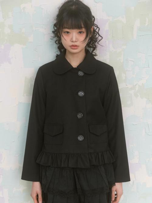 도트 버튼 프릴 자켓