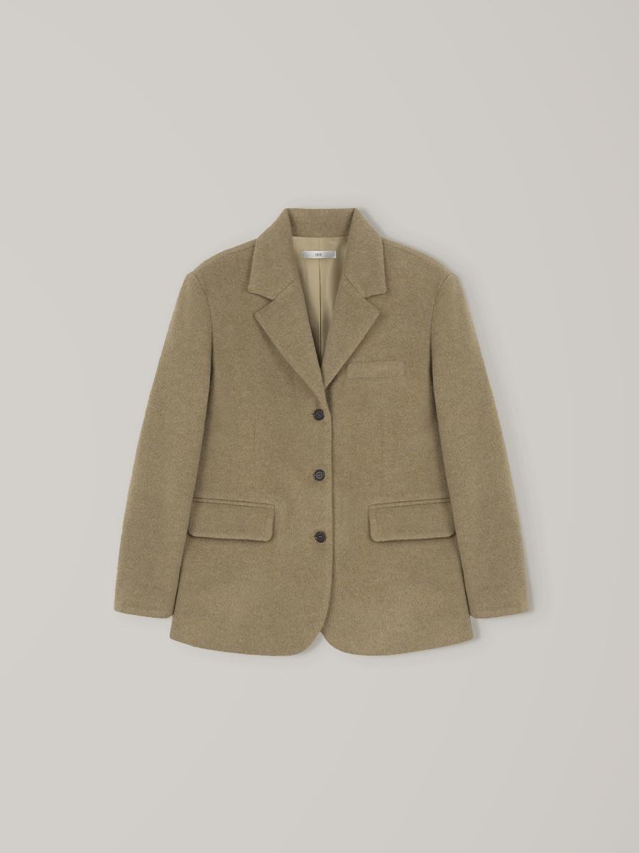 Hairy Wool Blazer Coat - Beige