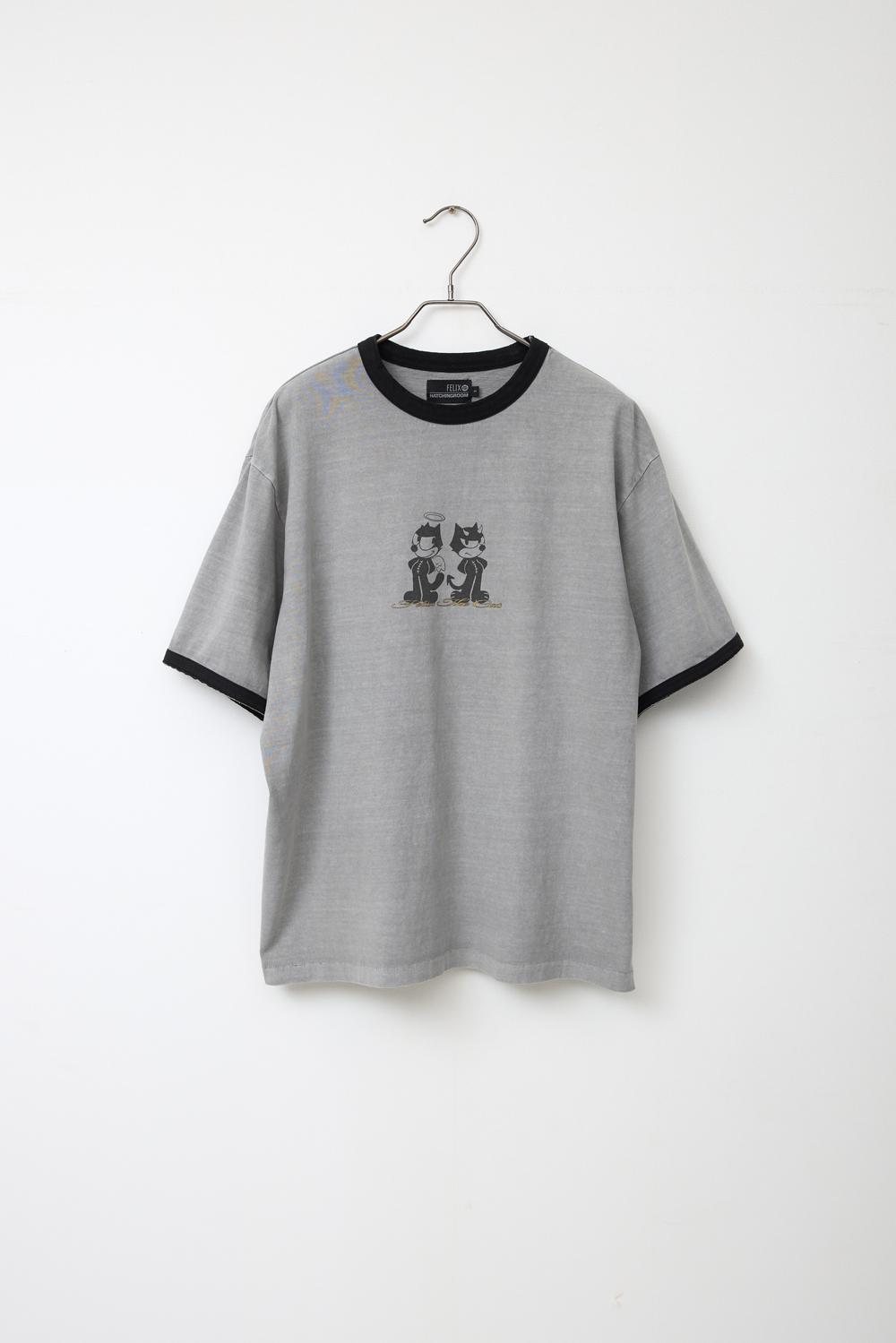 Devil & Angel Felix Ringer Tee	 Grey