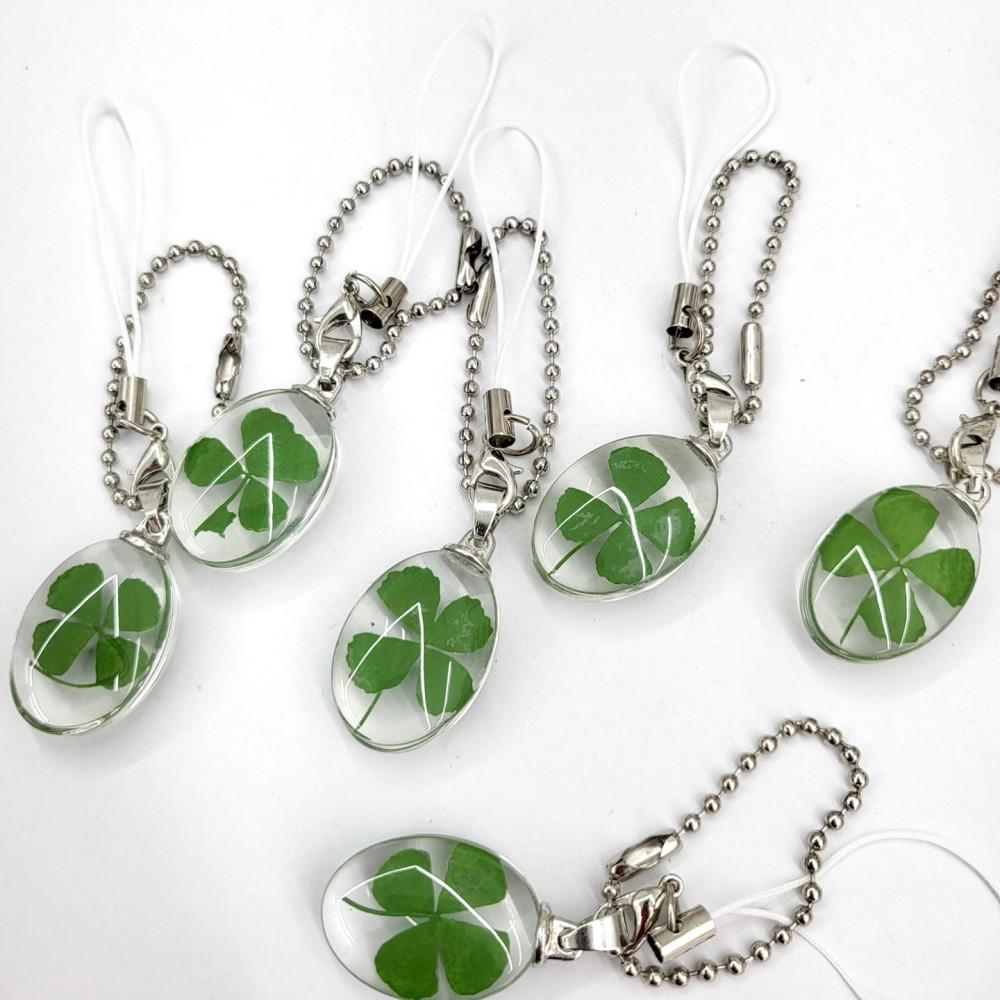 [수능 선물] 네잎클로버 키링 ver3 클로버 생화 압화 투명 두꺼운 타원 휴대폰고리 군번줄 열쇠고리 귀여운 힙한 키체인 인기 키홀더 레트로 y2k 2개할인 커플 우정 행운