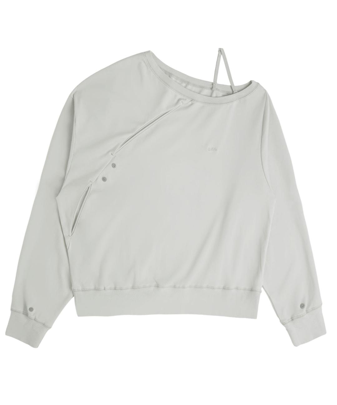Twisted Button-Up Sweatshirt / Grey