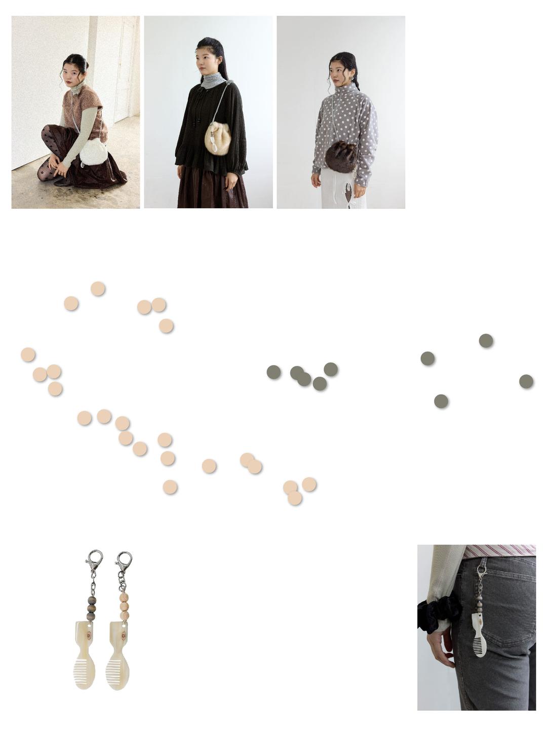 *[SET] TeddyBear's Brush Hair Bag + Brush Wood Keyring