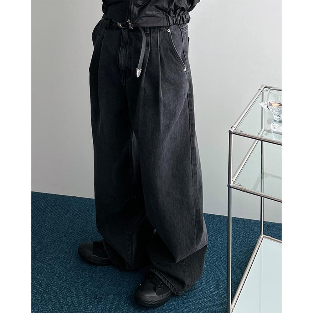 오버 투턱 다크그레이 데님 팬츠 1color