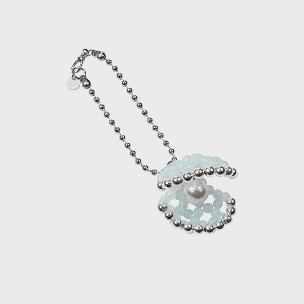 BEADED SEASHELL BAGCHARM (AQUA MINT)