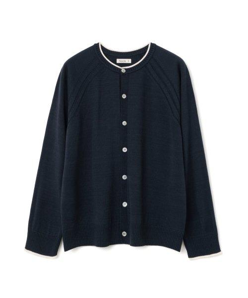 223 Line Neck Cardigan Navy