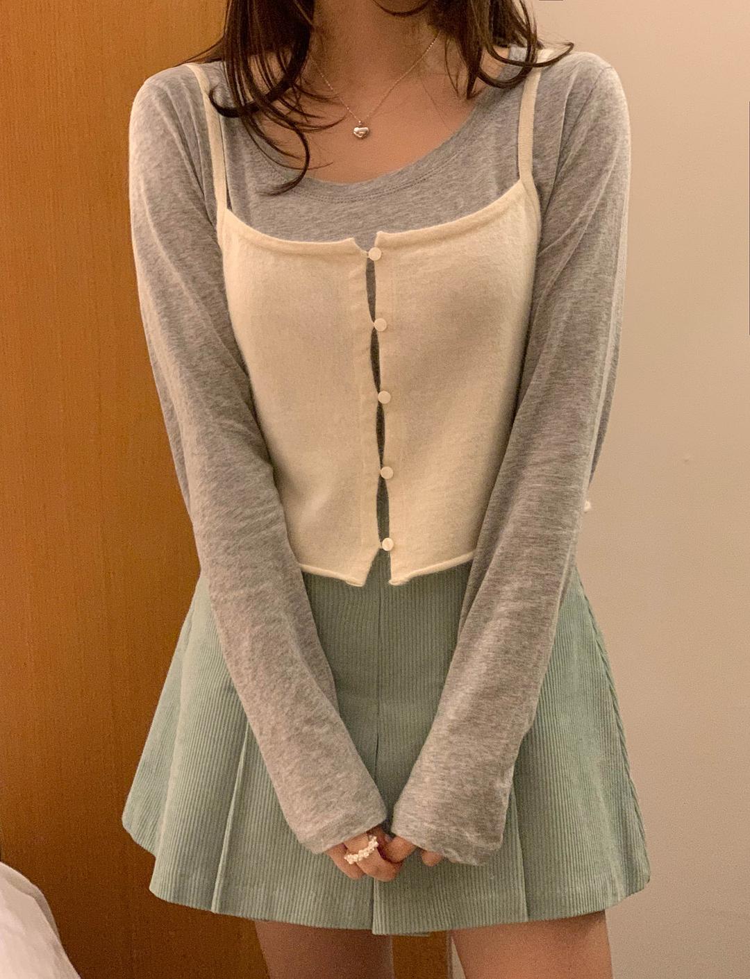 [💞민소매블라우스] 미엘 엘린 레이어드 나시 뷔스티에 3color