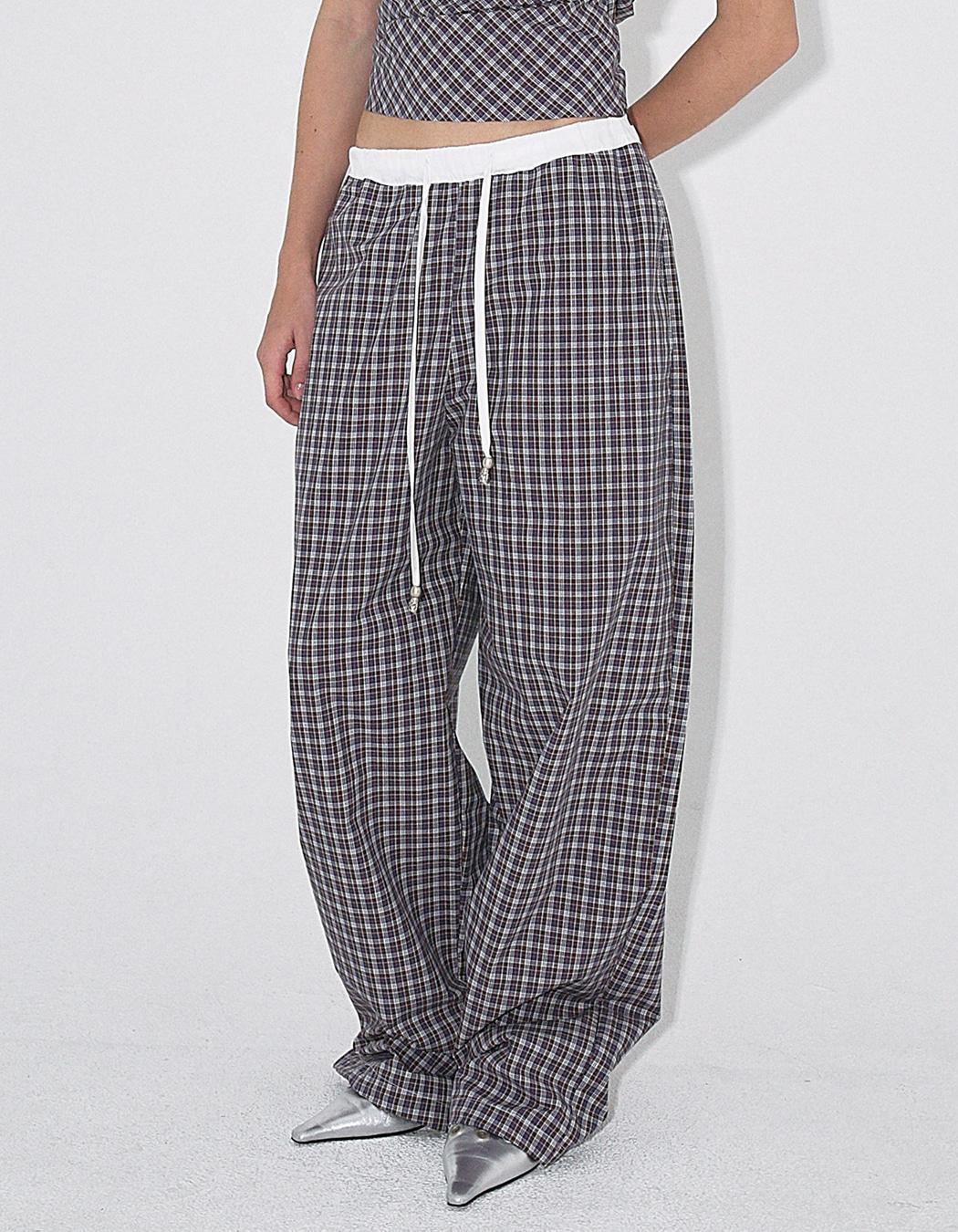 CHECK SUMMER PANTS, BROWN