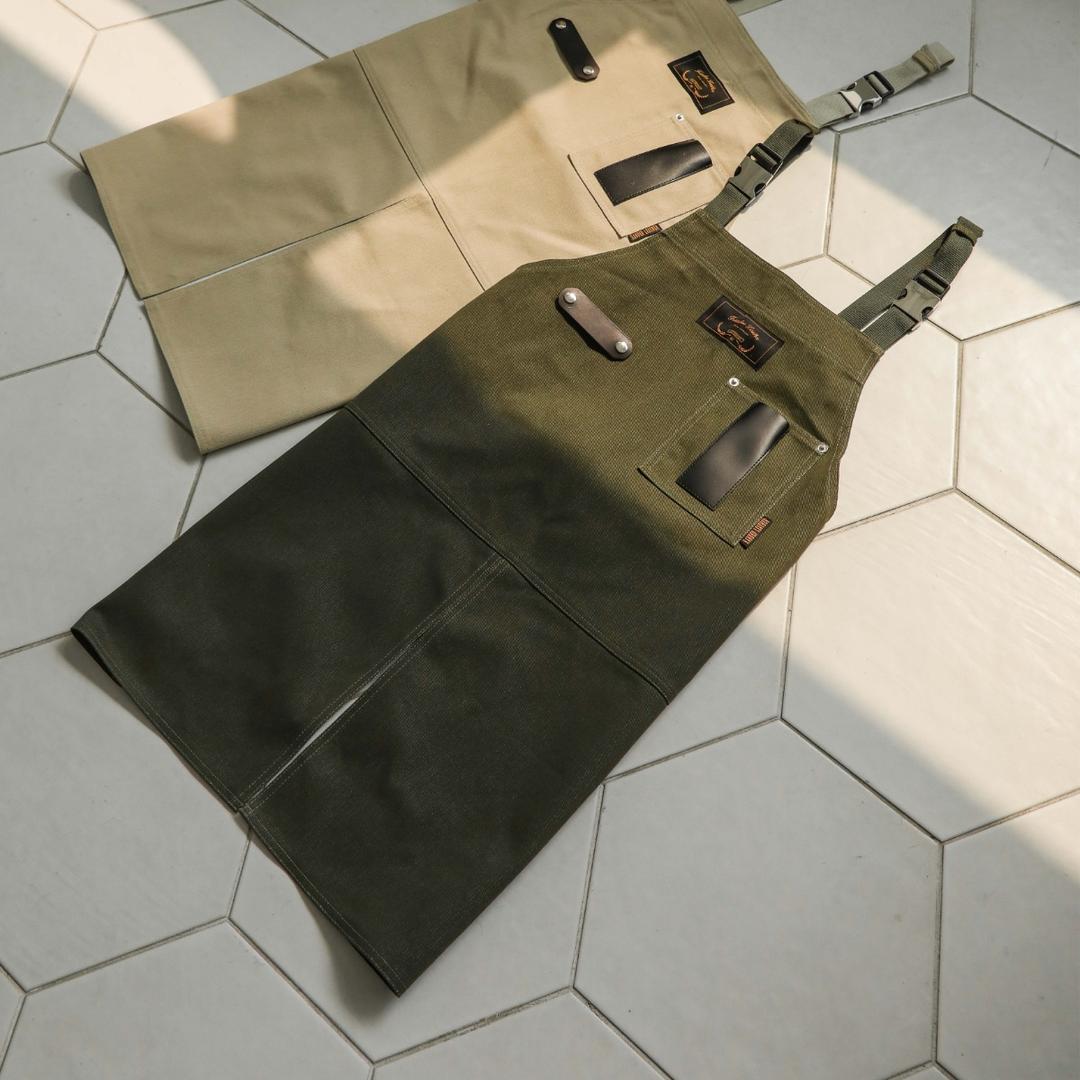 [이니셜각인]워싱캔버스앞치마 몬타나 카키