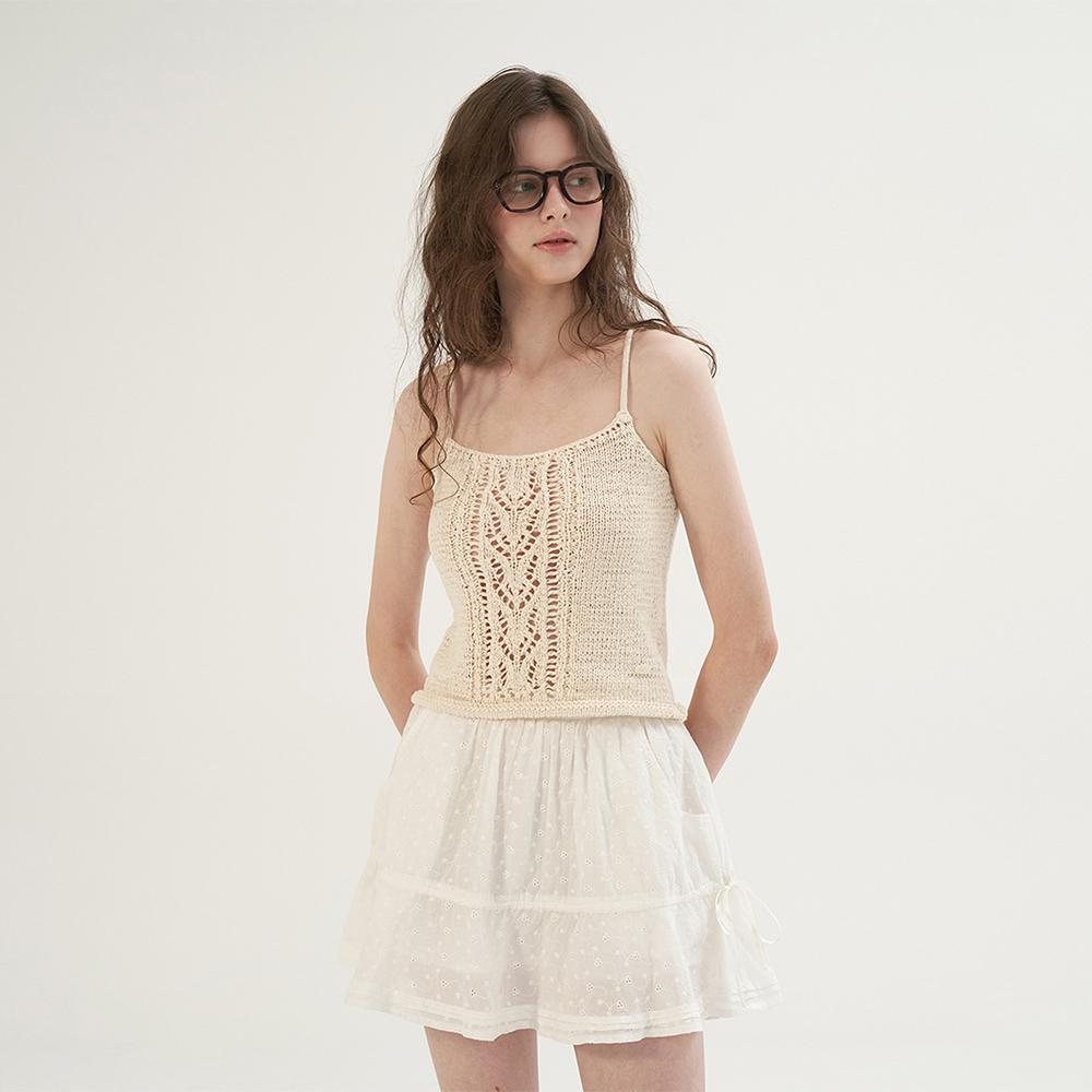 Leaf Cotton Sleeveless Knit - Ivory