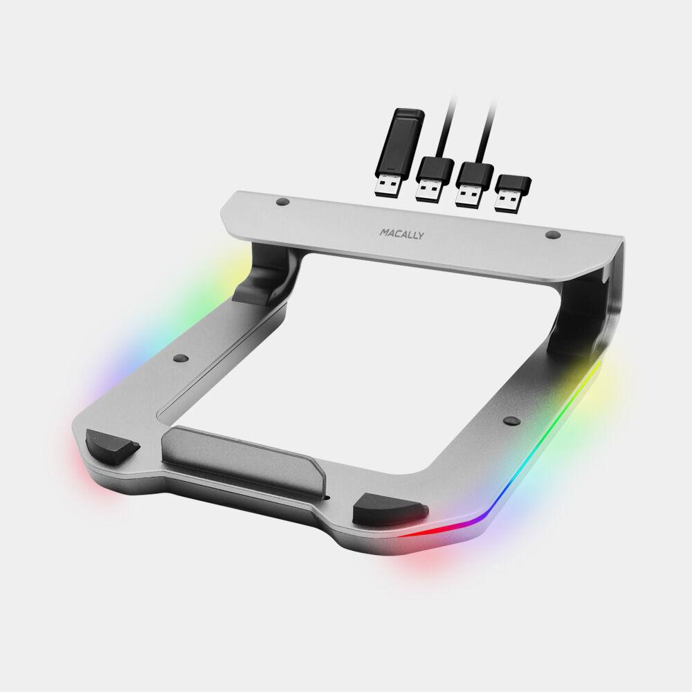 맥컬리 USB 4포트 허브 알루미늄 노트북 거치대 LED 쿨러 스탠드 MHUBSTAND