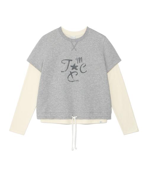 (w) TCM crack string layered long sleeve (grey)
