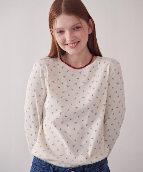 FLORAL LONG SLEEVE CREAM PURPLE FLOWER