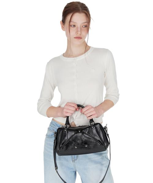 Faux Leather Mini M.O.S Bag, BLACK