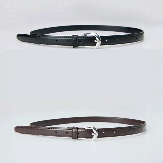 (당일발송)베이직 라운드 슬림 실버버클 벨트(세일)