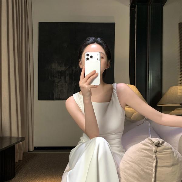 언발 숄더 슬림 맥시 드레스