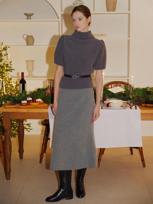 로바 램스울 머메이드 스커트 그레이