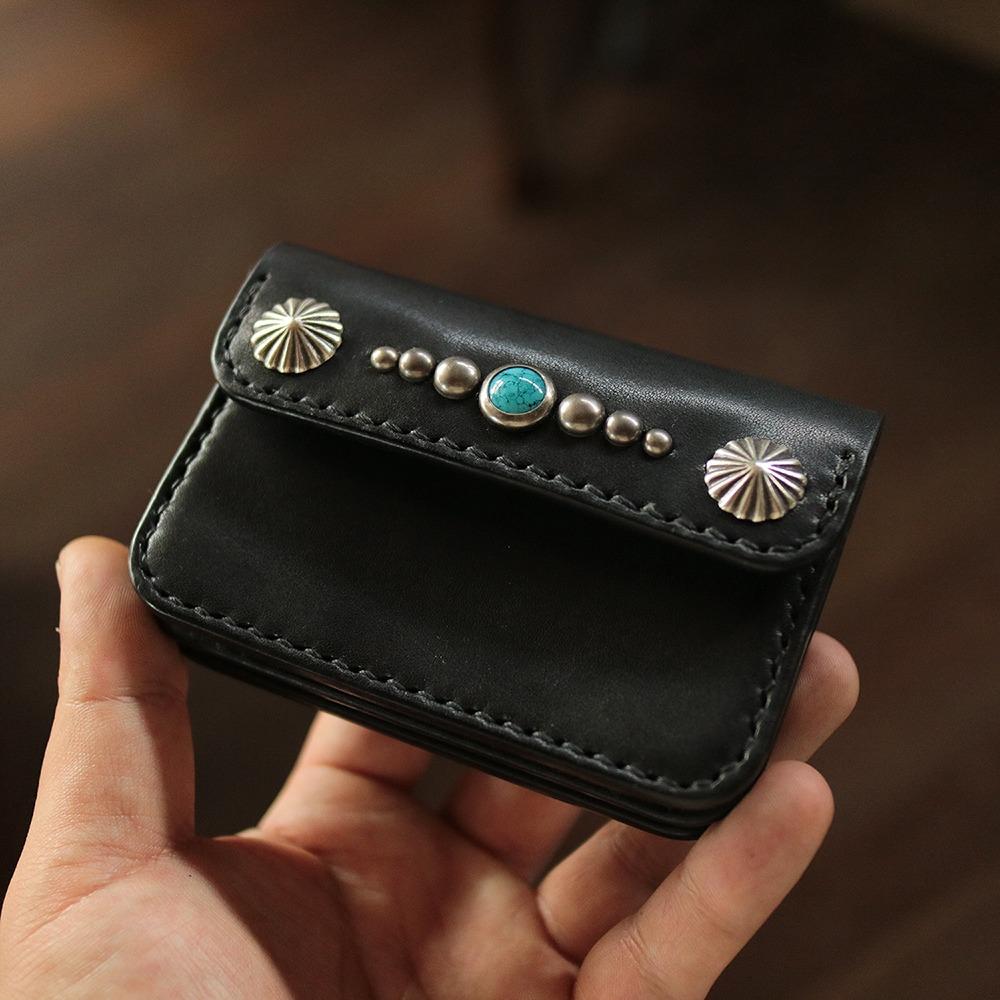 Q's Mini Trucker Wallet Stud & Concho ver / Black