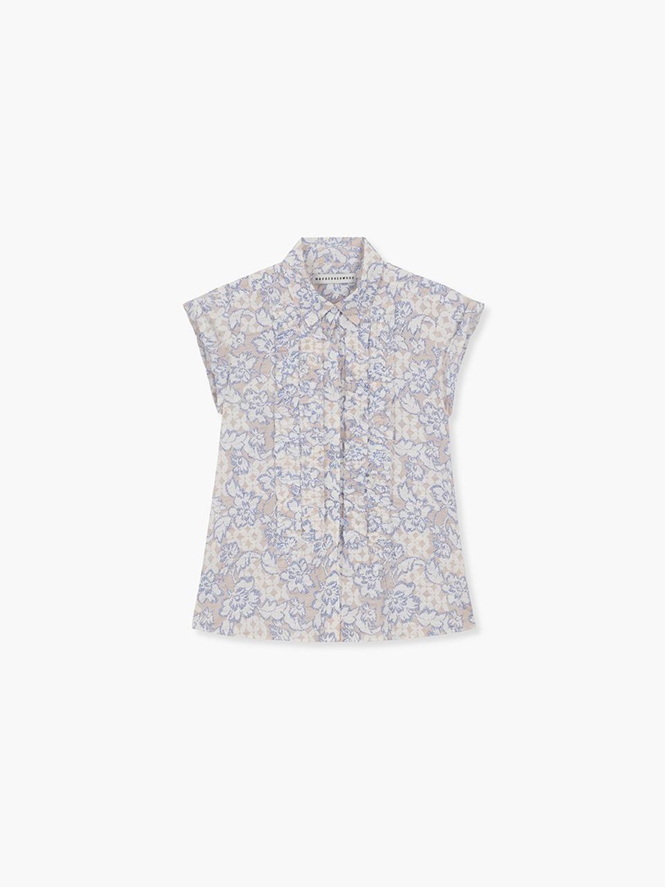 FLOWER FRILL SHIRT_blue