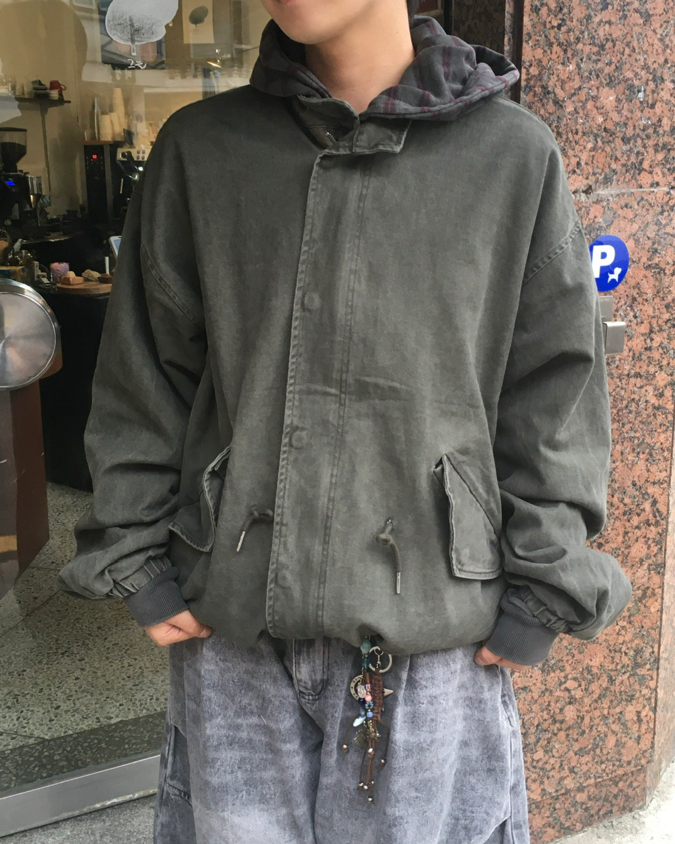 코머토 피그먼트 빈티지 숏야상 (3C)