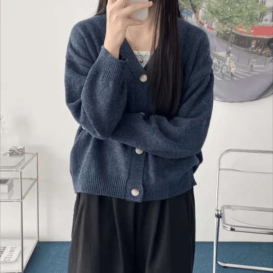 Modern wool knit cardigan