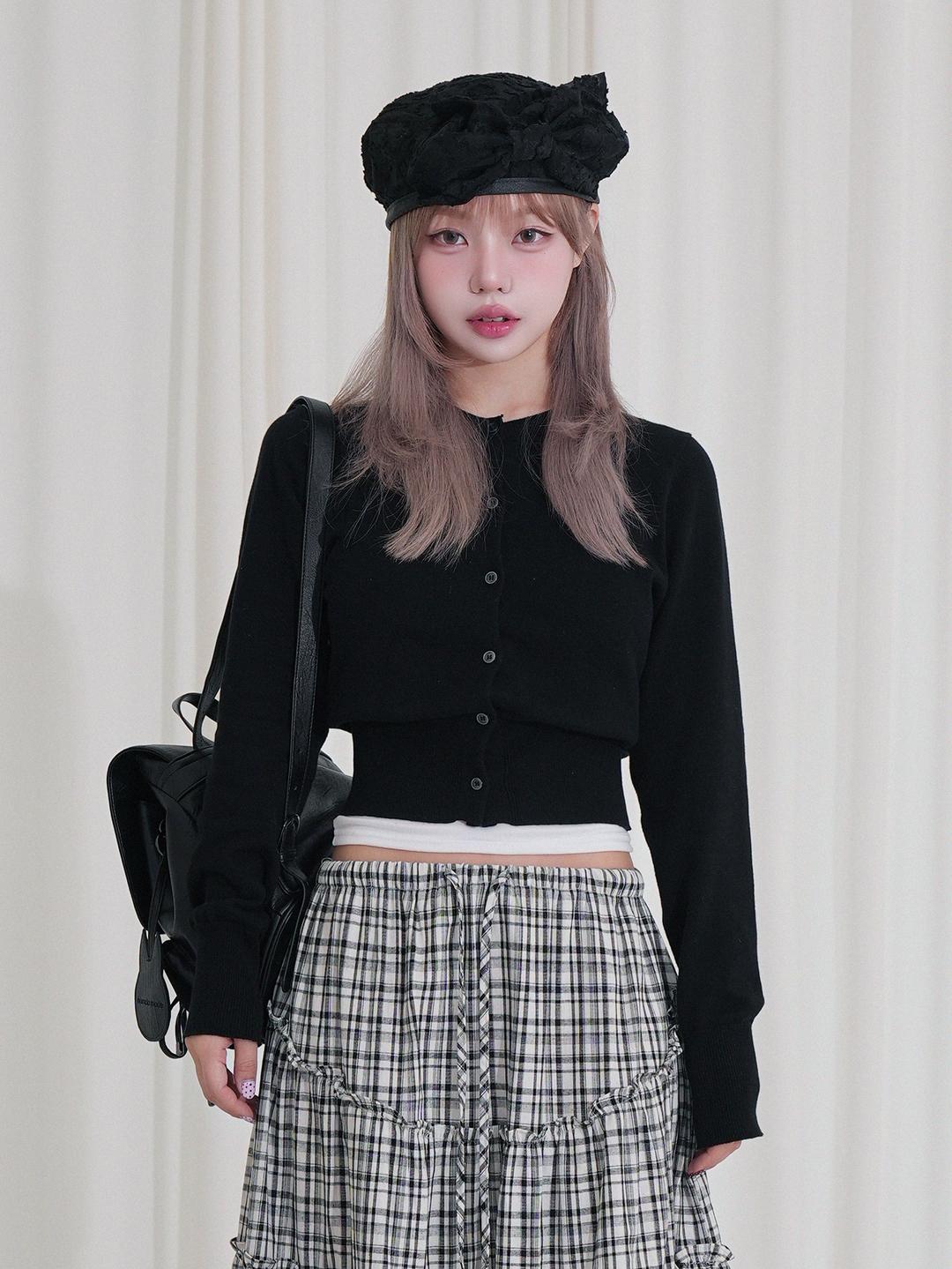 LINE KNIT CARDIGAN (BLACK)