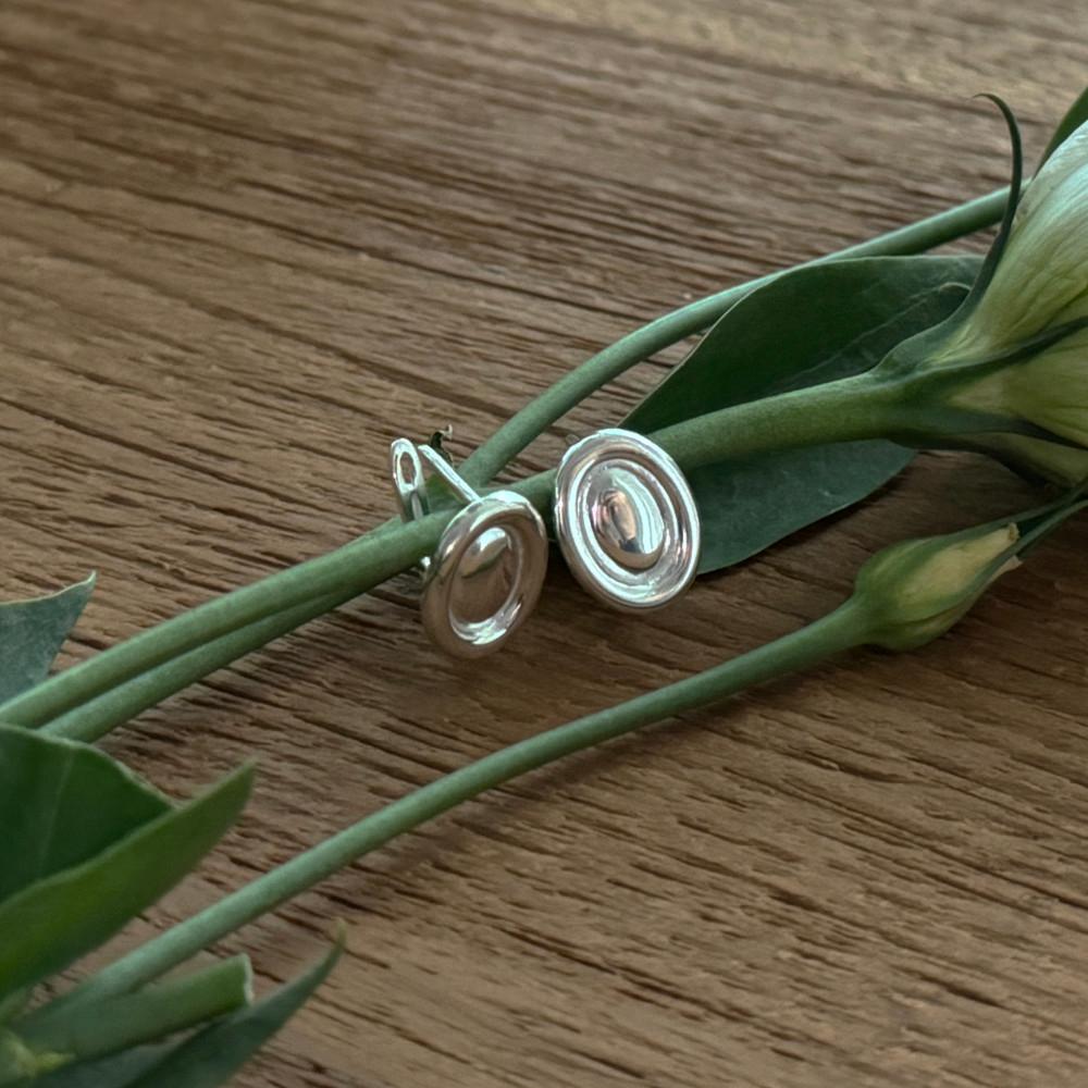 nudea - 누데아 코인 미러 이어링 침형 실버 귀걸이 silver925