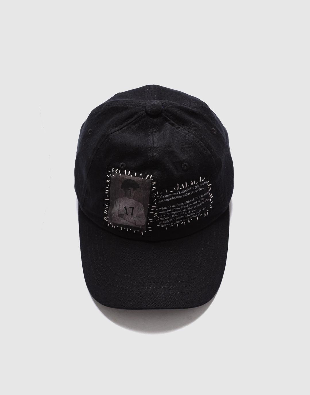 "17\" Hand Stitch Patchwork Cap (Black)
