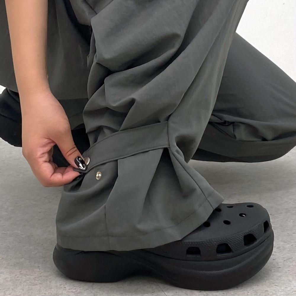 (남녀공용)3컬러 남성 여성 나일론 발목 스냅 벌룬핏 유니크 힙 스트릿 밴딩 팬츠 바지