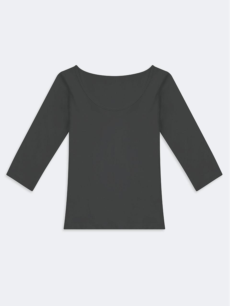 Convertible Three-quarter sleeve top Charcoal