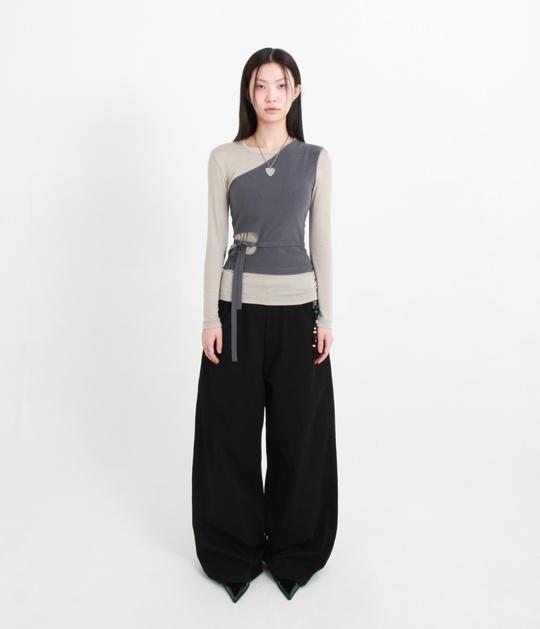 [HAGAMOS] WIDE DOUBLE POCKET PANTS (BLACK)
