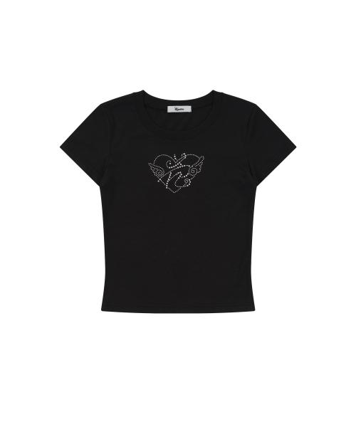 Flower Heart Baby Tee Black