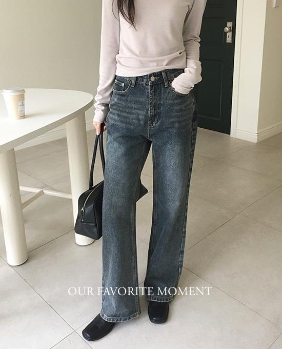 메리어라운드 [무료배송][ofm] 애쉬드 세미 부츠컷 팬츠 (denim pants)