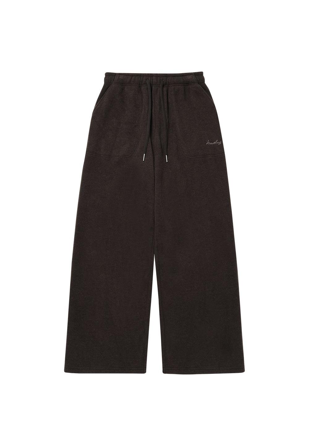 Lettering semi wide pants - BROWN